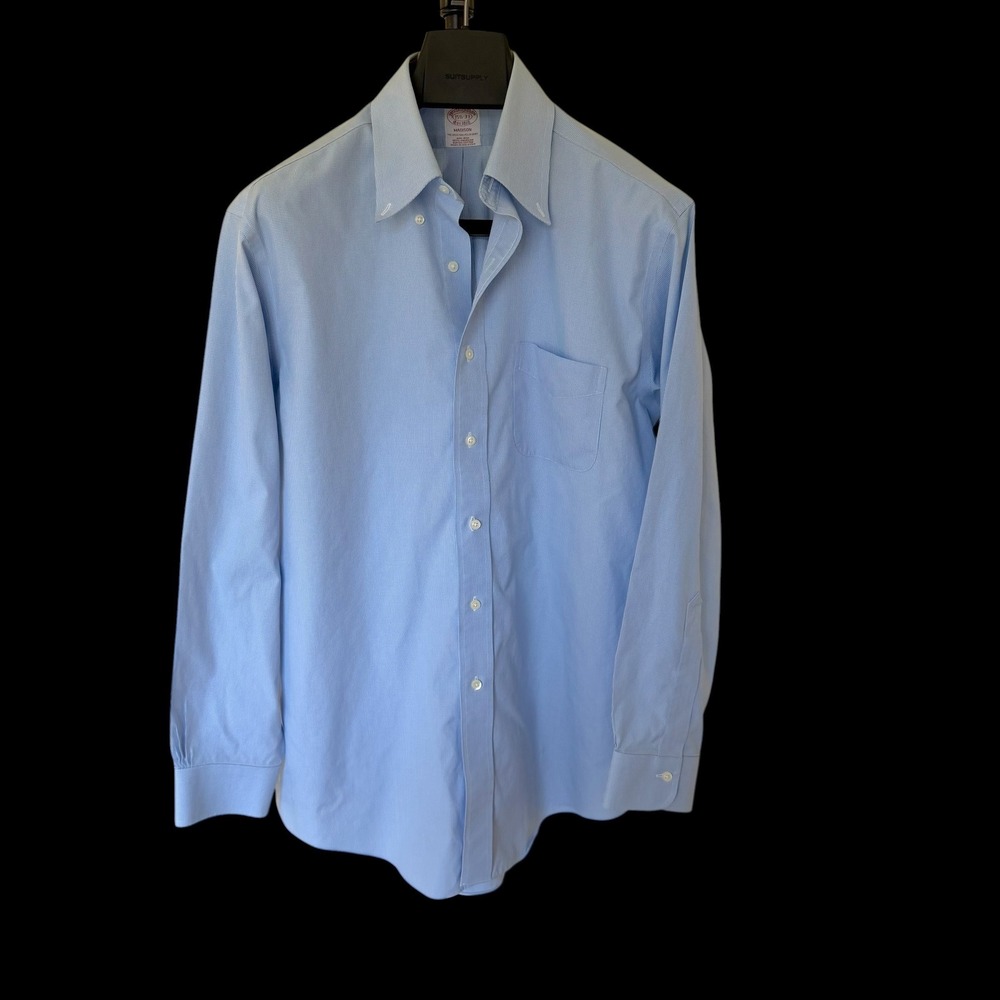 Brooks Brothers Madison Dress Shirt 15.5 33 Blue Supima Cotton Non-Iron